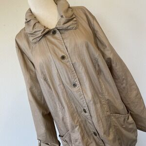 Chico's 3 Women's Large Weekends Taupe Snap Front Windbreaker Lightweight Jacket